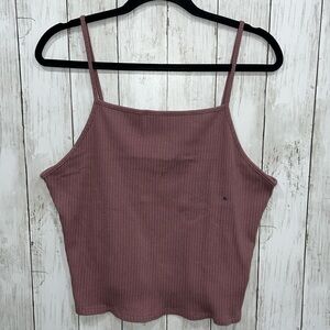 American Eagle Ribbed Crop Cami Tank Size XL Brown/Purple